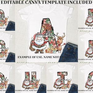 Plantilla Canva Carta de Navidad Santa Sack Doodle Cartas, Santa Media Carta personalizada para niños, Santa Sublimación Tote Navidad Doodle Alfa