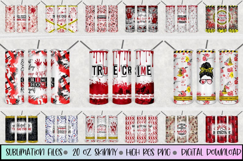 30 True Crime 20oz Tumbler Designs, 20oz Tumbler True Crime Sublimation Designs Bundle, 20oz Straight Murder Show Tumbler sublimation, image 1