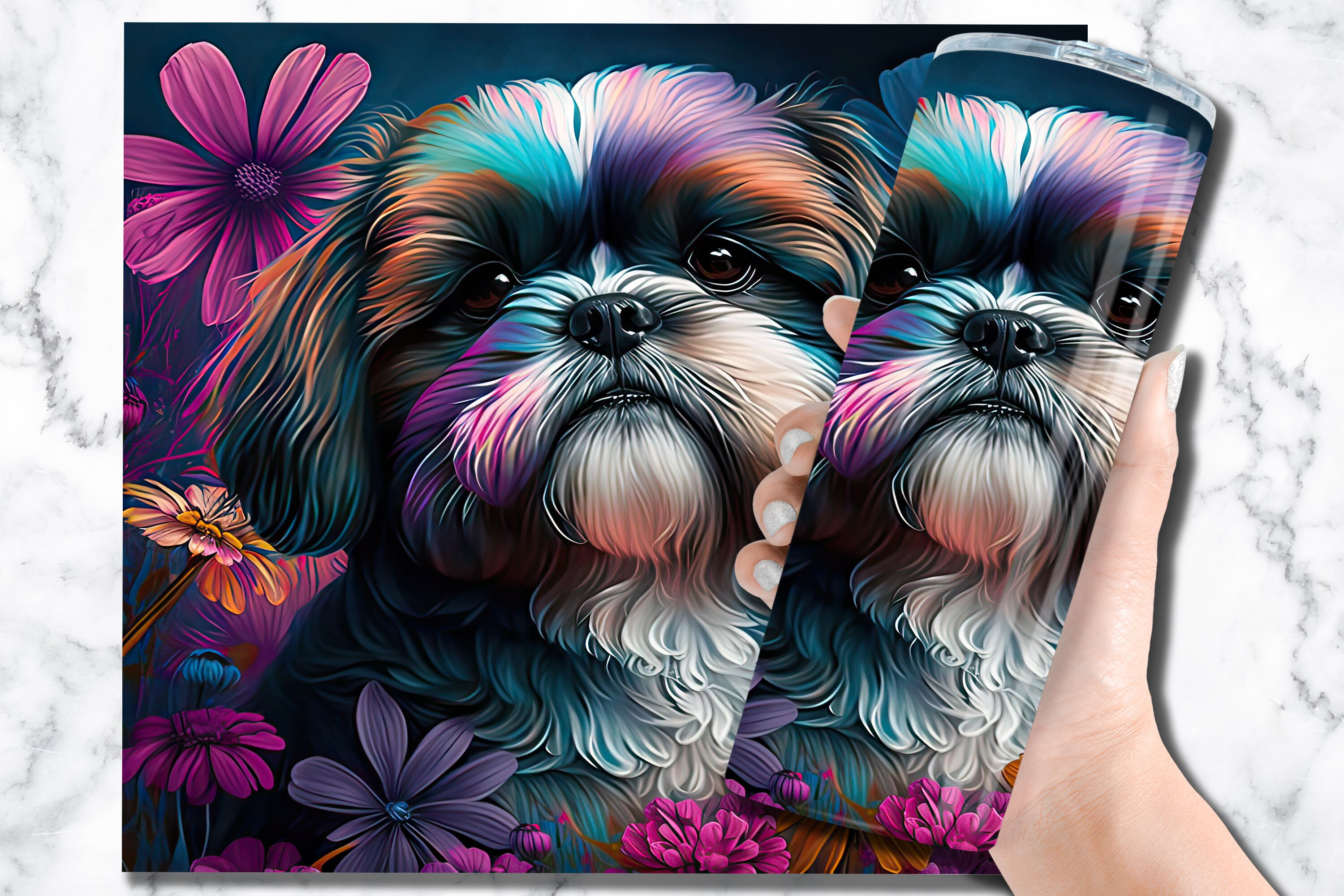 Shih Tzu 20oz Skinny Tumbler Sublimation Design Templates, Dog Digital ...