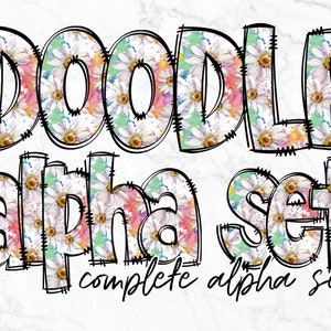 Floral Alphabet Letters PNG Bundle, Alphabet Clipart, Floral Hand Drawn Doodle, Sublimation Alpha Set Designs PNG