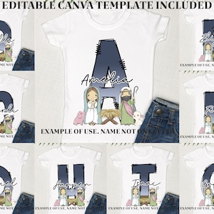 Modelo Canva Carta de Natal Santa Sack Doodle Letters, Santa Stocking Carta infantil personalizada, Santa Sublimation Tote Xmas Doodle Alpha