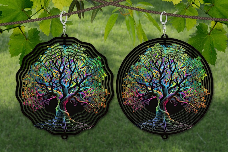 Tree of Life Wind Spinner Sublimation Design Template, Neon Wind ...