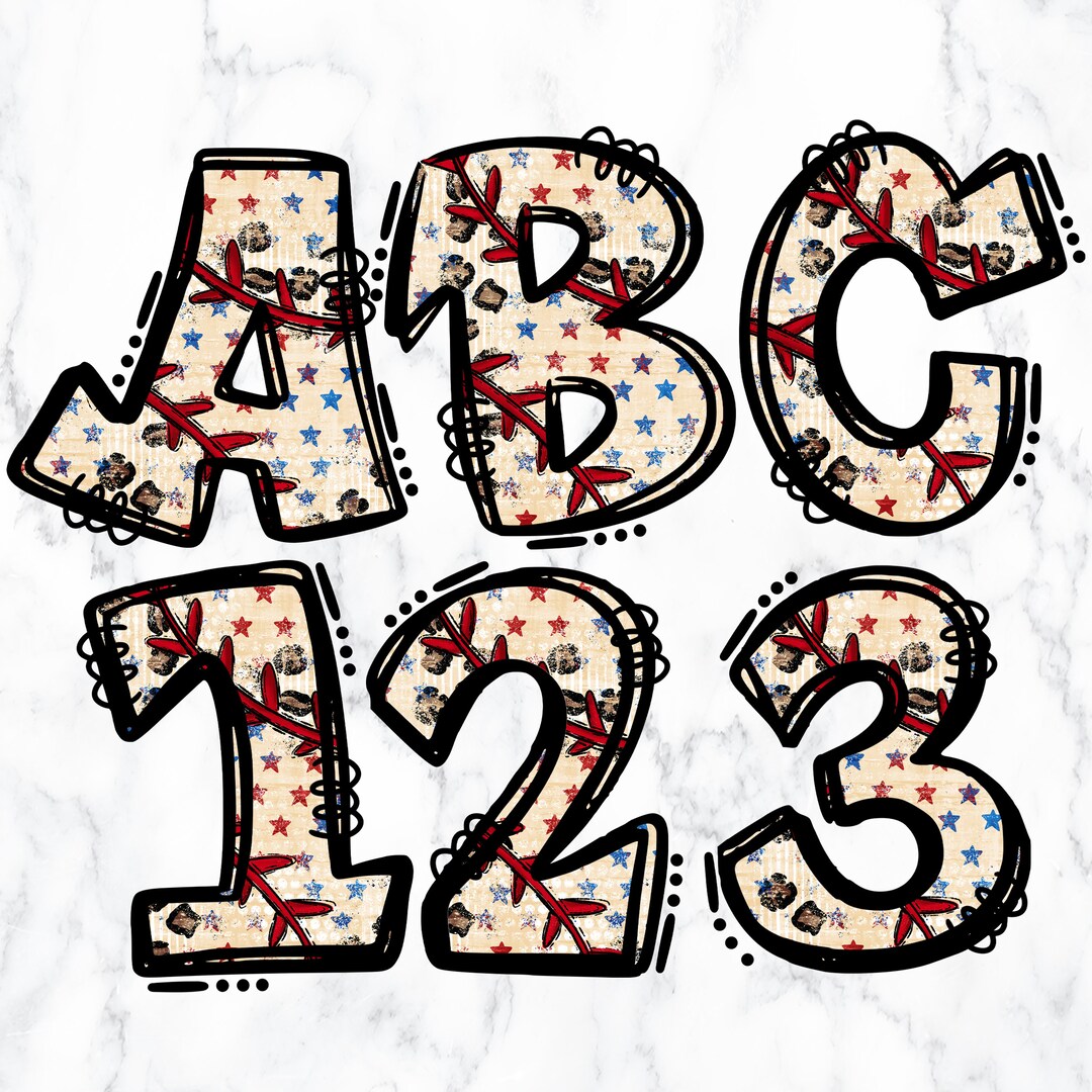 Baseball Doodle Letters PNG Bundle, Alphabet Clipart, Baseball Hand ...