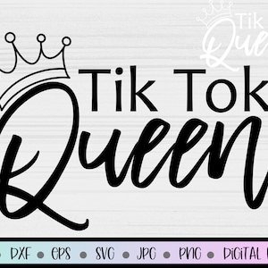 Tik Tok Queen svg, Tiktok Queen svg, Tik Tok svg, Both Black and White versions, Tiktok sublimation designs, tumbler decal sv, cameo