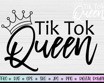 Tik Tok Queen svg, Tiktok Queen svg, Tik Tok svg, Schwarzweiß-Versionen, Tiktok-Sublimationsdesigns, Becheraufkleber sv, Cameo