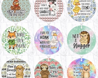 Sarcastic Air Freshener Funny Sublimation PNG, Sarcasm Air Freshener Bundle, Grumpy Animal Air Freshener Designs, Sassy Car Charm Designs