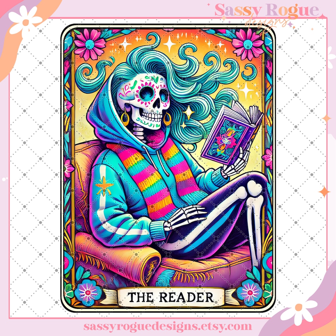 The Reader Funny Tarot Card PNG, Sarcastic Sweary Skeleton Skull ...