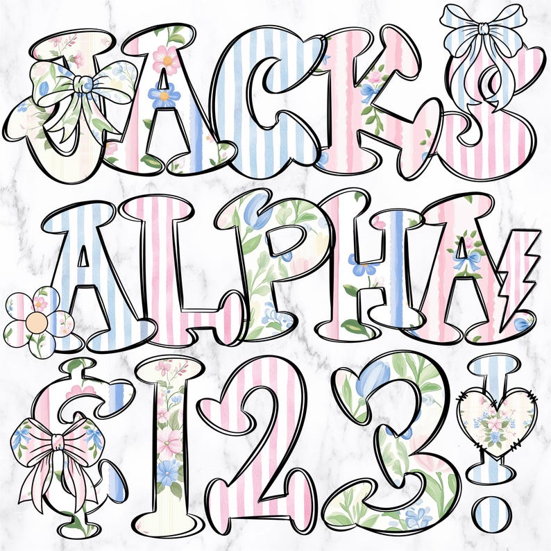 Grandmillenial Floral Letters Alphabet Alphabet Clipart Printable ...