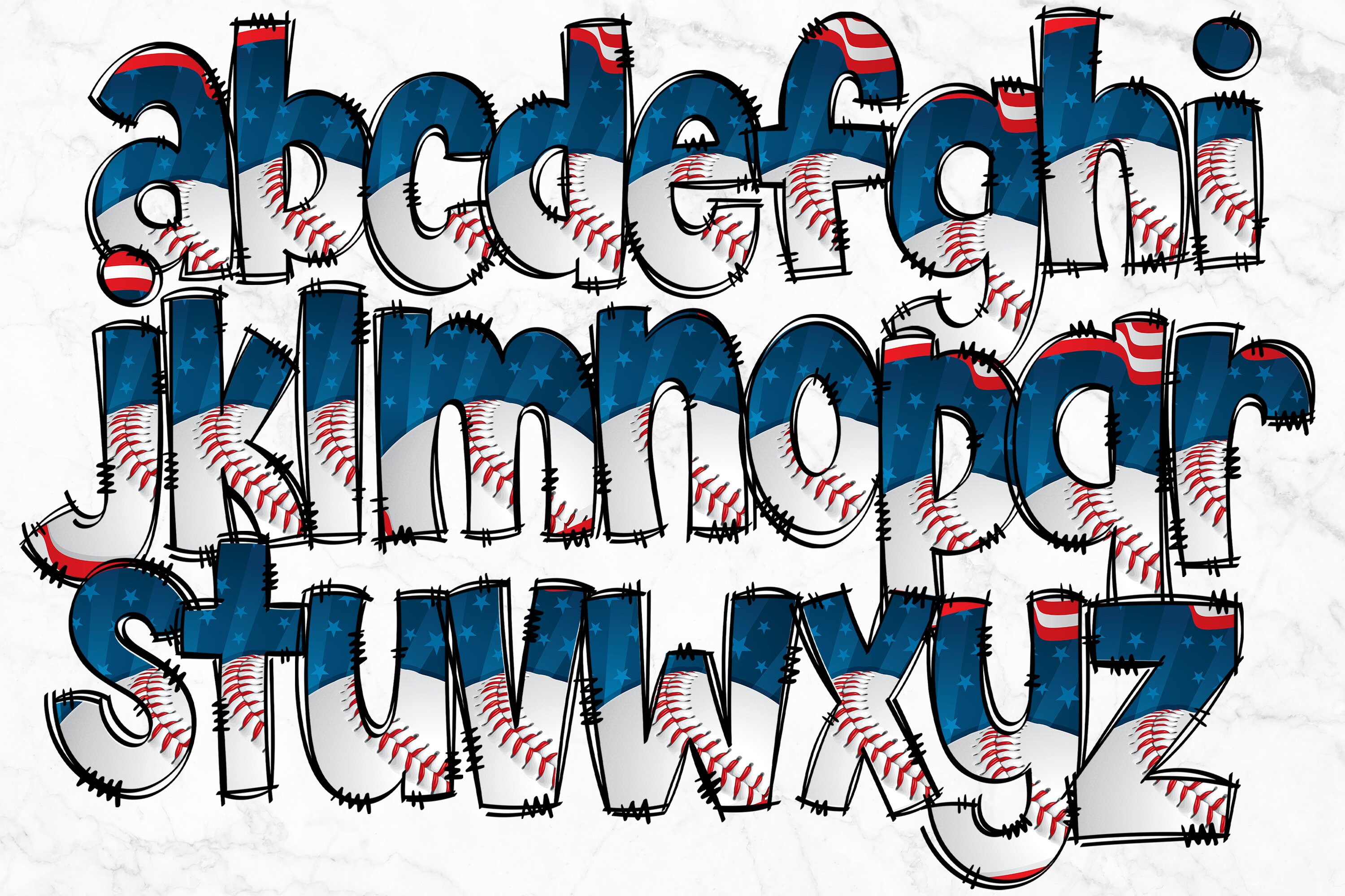 Baseball Alphabet Letters PNG Bundle, Alphabet Clipart, Baseball Hand ...