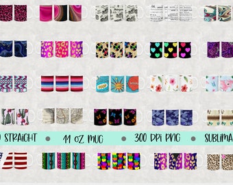 11 oz Mug Sublimation Designs Bundle, 11oz Plain Mug sublimation drive, 200 mug Sublimation files, Mug designs