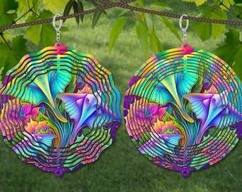 Stingray Wind Spinner Watercolor Sublimation Design Template, Wind Spinner SVG, 10 inch Round Sublimation, Round Hanging Spinners png