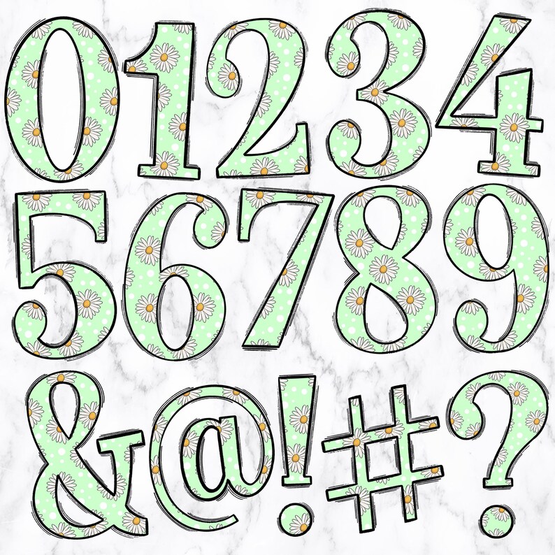 Daisy Doodle Letters Alphabet PNG Bundle, Flower Alphabet Clipart ...