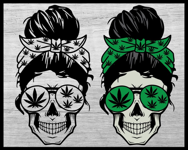 Download Weed Mom Skull svg Messy bun skull svg Mom life SVG ...