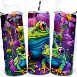 Kikker 20oz Skinny Tumbler Sublimatie Design, Kleurrijke Tumbler Wrap PNG, Instant Digitale Download, Rainbow Alcohol Inkt
