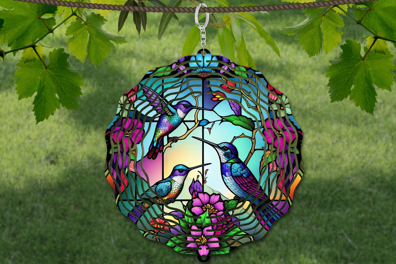 Hummingbird Wind Spinner Stained Glass Sublimation Design Etsy Canada