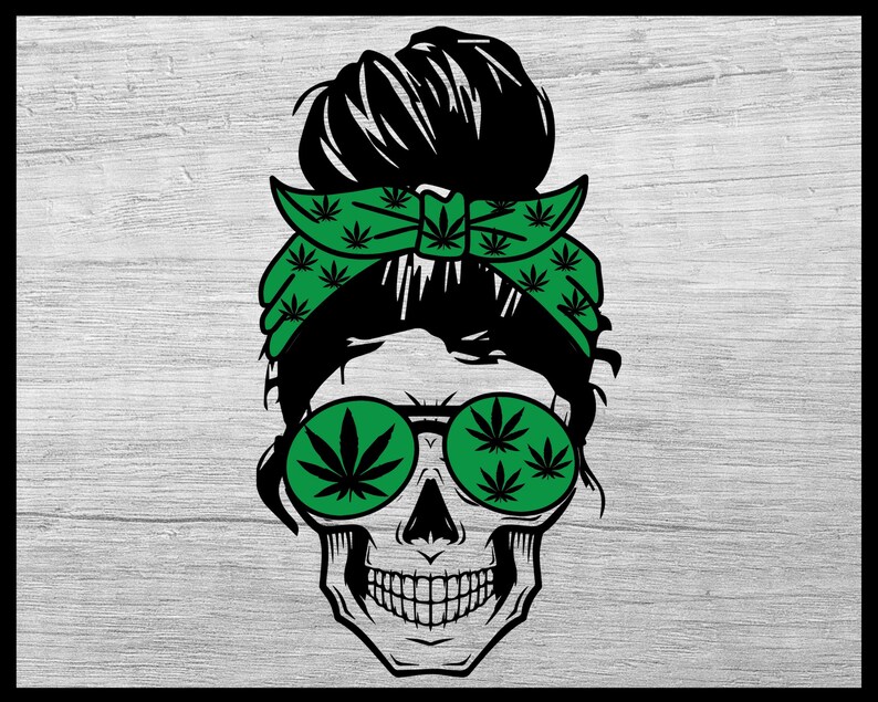 Download Weed Mom Skull svg Messy bun skull svg Mom life SVG ...