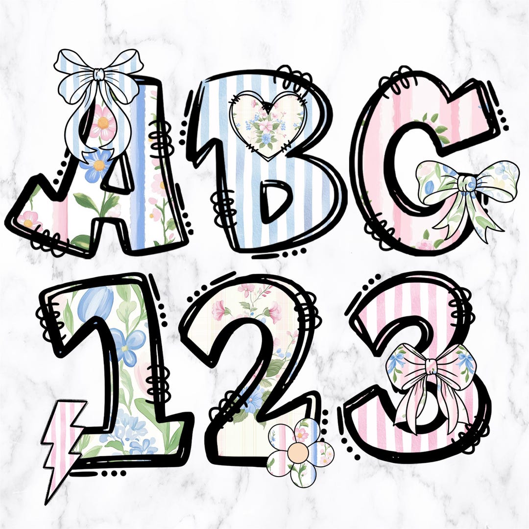 Grandmillenial Floral Letters Alphabet Alphabet Clipart Printable ...