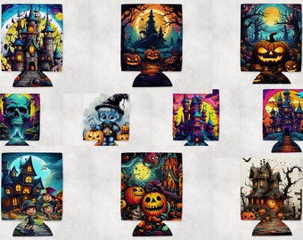Halloween Can Cooler Sublimation Design, Horror Can Holder, Scary Spooky Monster, Drink Cooler Fright Night Waterslide