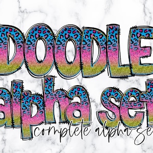Leopard Print Doodle Letras Do Alfabeto Pacote PNG, Clipart Do Alfabeto, Doodle Desenhado À Mão Com Glitter, Conjuntos Alfa Populares De Sublimação PNG