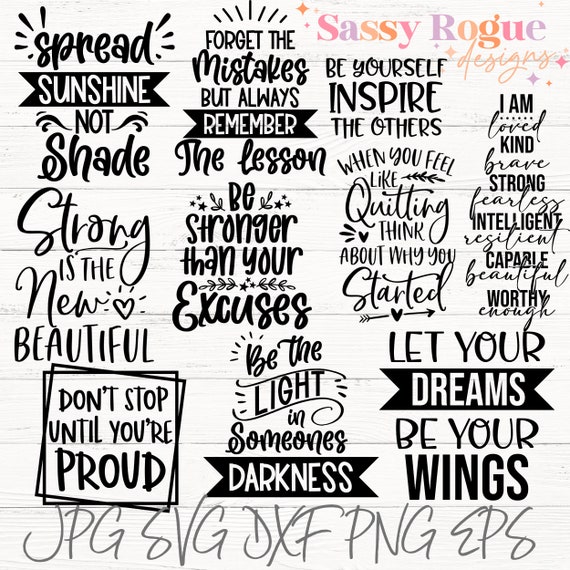 Motivational SVG bundle, Inspirational svg, Encouragement Tshirt Design, Water Bottle svg, Daily affirmations bundle, svg files for cricut,