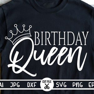 Reina del cumpleaños svg, Cumpleaños svg, Reina svg, Versiones en blanco y negro, Diseños de sublimación de reina del cumpleaños, calcomanía para vaso sv, Cameo