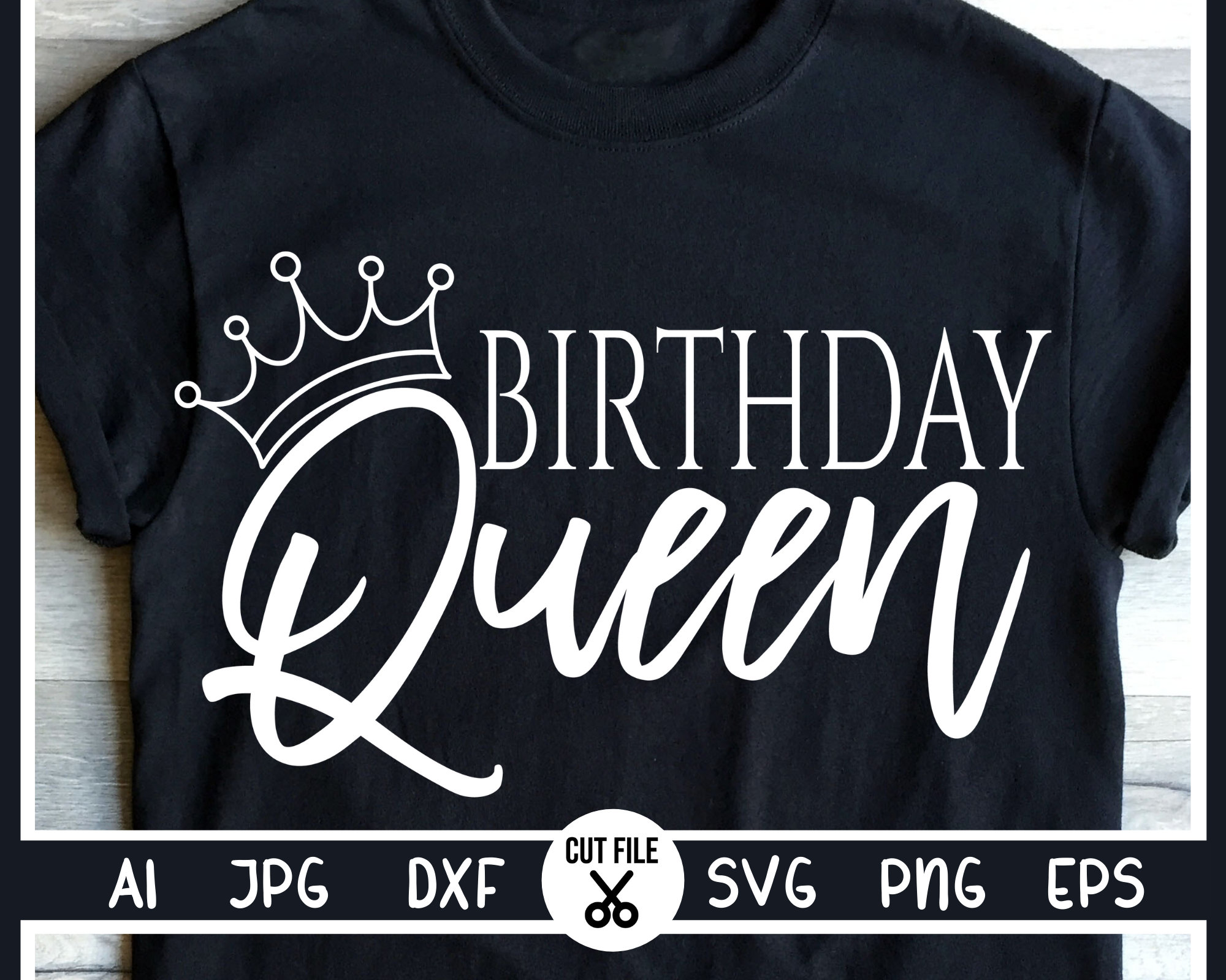 Birthday Queen svg, Birthday svg, Queen svg, Both Black and White versions, Birthday Queen Sublimation designs, tumbler decal sv, Cameo