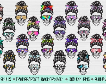 Momlife Skull sublimation bundle 2, Messy bun skull, Mom life png,  Skull Clipart, Leopard Print momlife, skull mom life sublimation designs