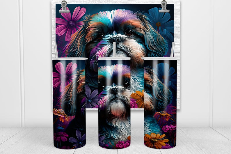 Shih Tzu 20oz Skinny Tumbler Sublimation Design Templates Dog - Etsy