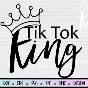 Tik Tok King svg, Tiktok Queen svg, Tik Tok svg, versions noir et blanc, conceptions de sublimation Tiktok, tumbler décalcomanie sv, camée
