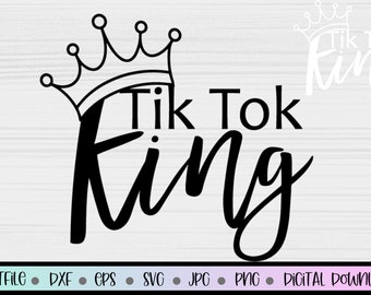 Tik Tok King svg, Tik Tok Queen svg, Tik Tok svg, Wersja czarna i biała, Wzory sublimacji TikTok, Naklejka na kubek sv, Cameo