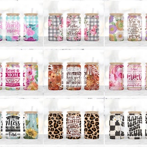 16oz Libbey Glass Can Sublimation Designs, Mom Mother Mama, Mother&#39;s Day, Libbey Wrap, Beer Can Sublimation, 16oz Libbey Glass Can