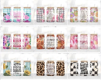 16オンス Libbey ガラス缶昇華デザイン、ママ、母、ママ、母の日、Libbey ラップ、ビール缶昇華、16オンス Libbey ガラス缶