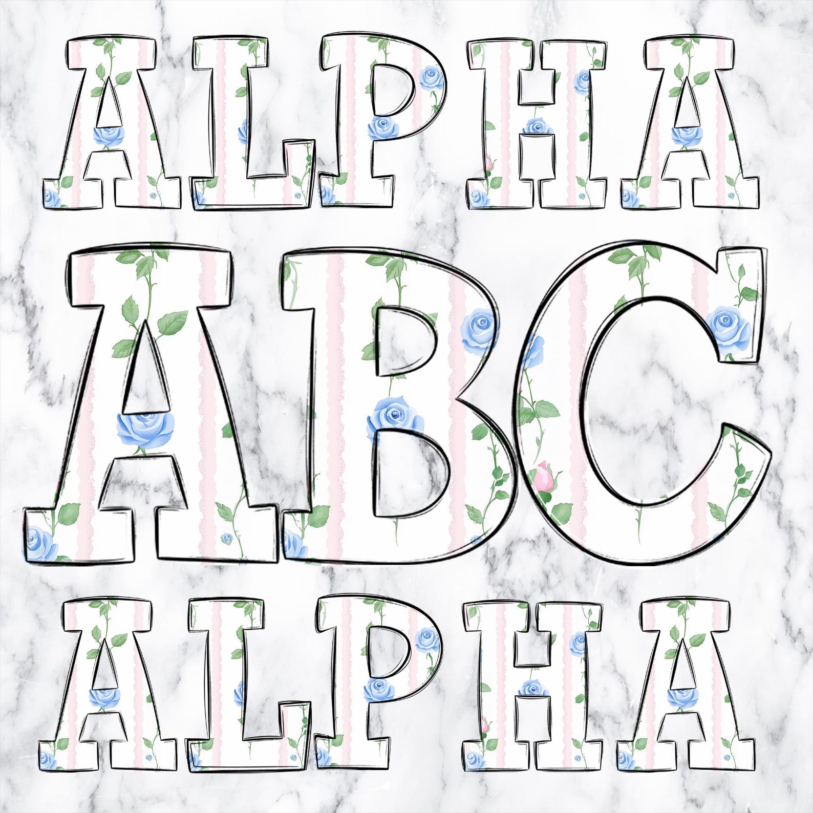 Grandmillenial Floral Letters Alphabet Alphabet Clipart Printable ...