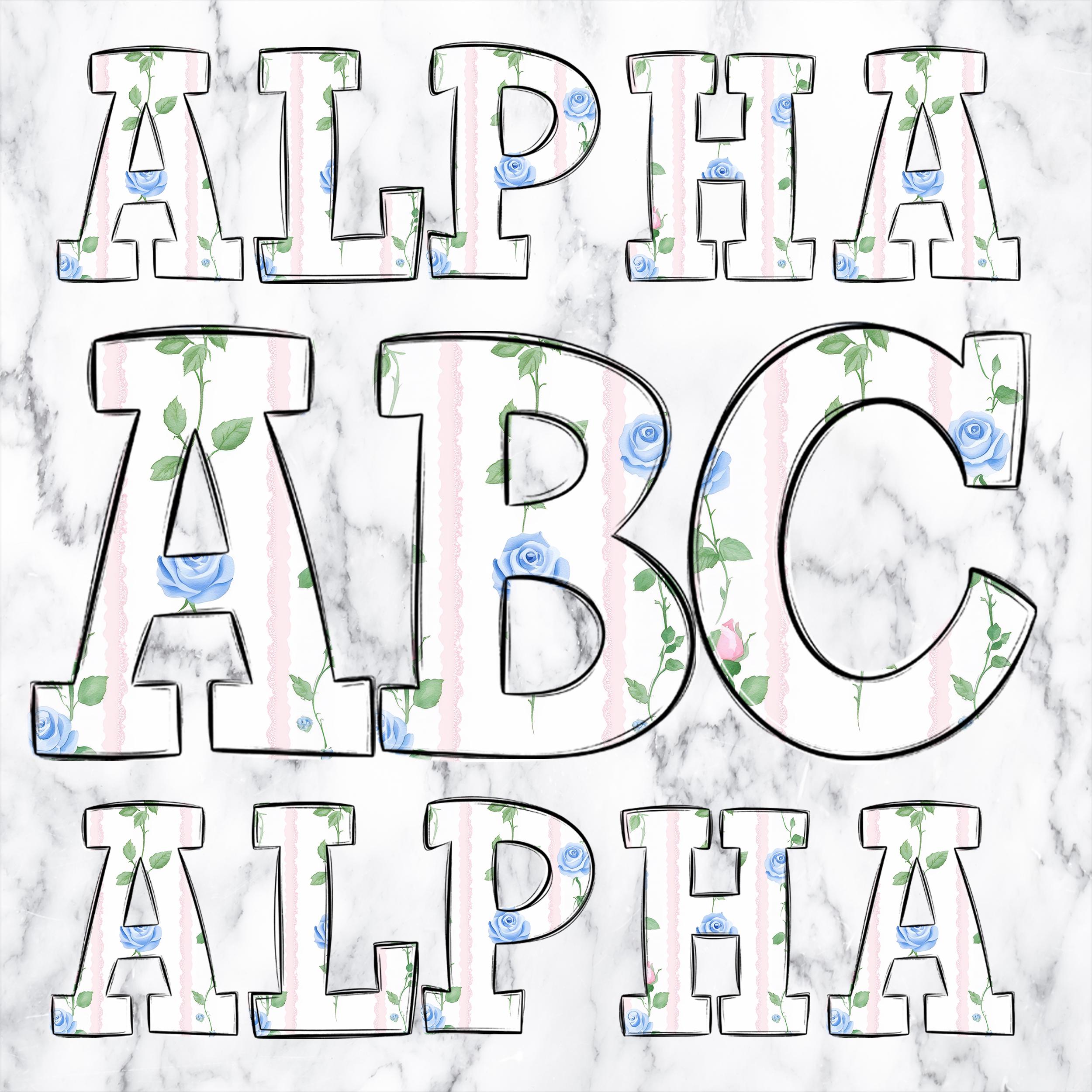 Grandmillenial Floral Letters Alphabet Alphabet Clipart Printable ...