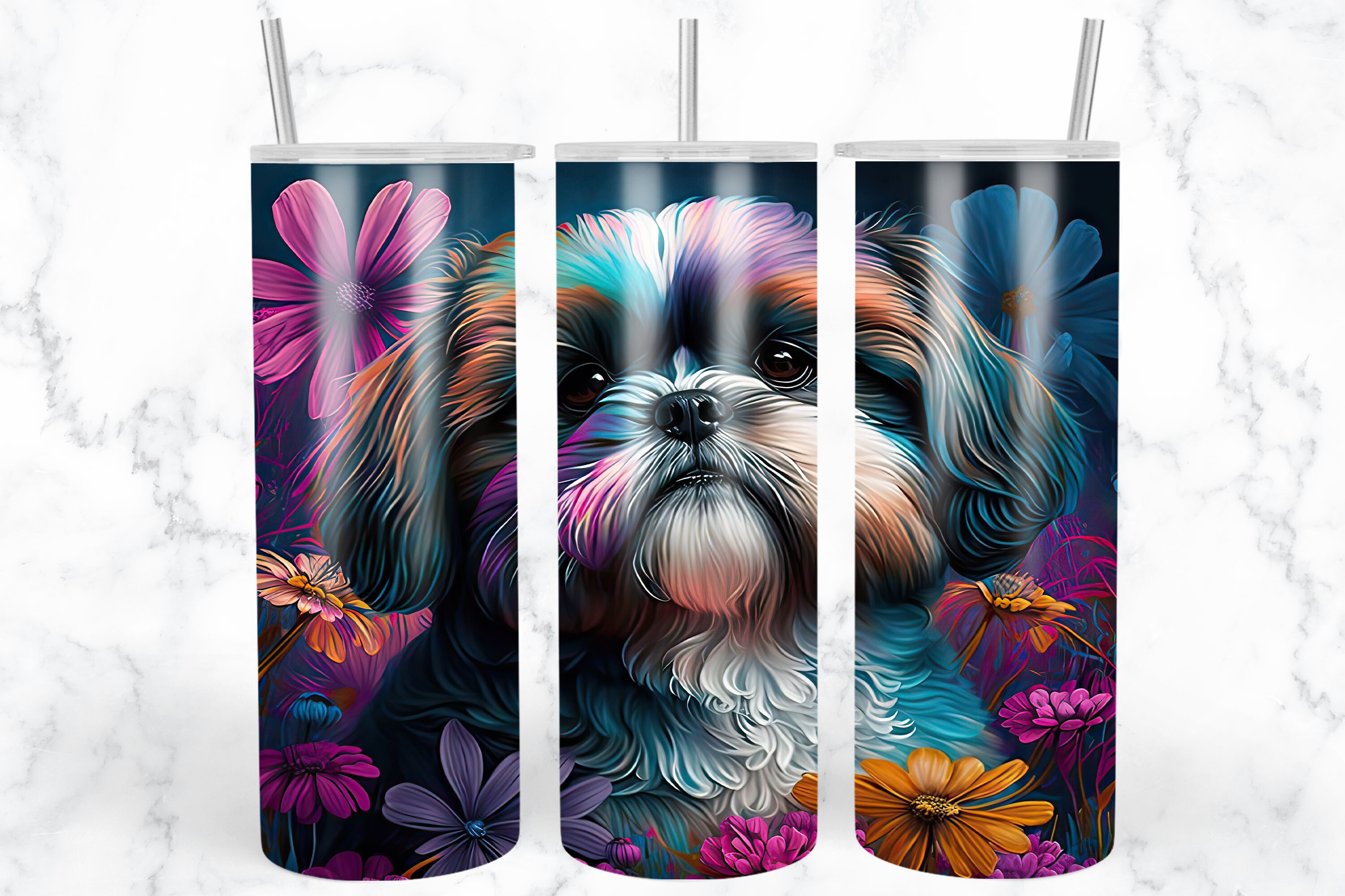Shih Tzu 20oz Skinny Tumbler Sublimation Design Templates, Dog Digital ...
