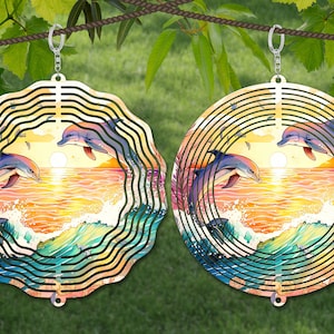 Delphin Wind Spinner Aquarell Sublimation Design Vorlage, Wind Spinner SVG, 10 Zoll rund Sublimation, runde hängende Spinner png,