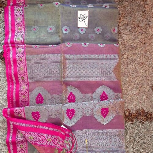 Pure maslin shops by maslin banarashi silk saree with blouse piece soft sari for women.