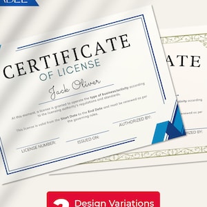 Editable License to Preach Template, Printable Certificate of License, Minister&#39;s License, Elegant Certificate Template Download CT-235