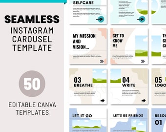 Aesthetic Instagram Carousel Templates, Seamless Canva Posts for Social Media Manager