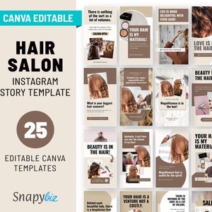 Hair Salon Instagram Story Templates, Canva Designs for Stylists