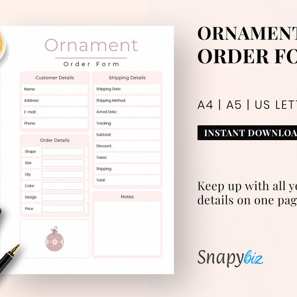 Ornament Order Form, Order Form Template, Printable Order Form, Business Receipts, Payment Sign, Broadway Ornament