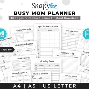 Busy Mom Planner, 40-Page Printable Template (PDF)