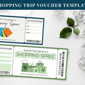 Printable Shopping Trip Voucher Canva Template Canva Shopping Voucher ...