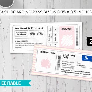 Boarding Pass Scratch Card Plane Ticket Template, Editable Surprise Travel Gift Voucher Airline Ticket Canva Templates, Personalized BP-334