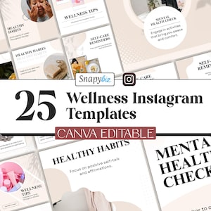 Wellness Instagram Template, Self-Care Social Media, Mindfulness Instagram Template, Holistic Health Posts Wellness Marketing Canva Template