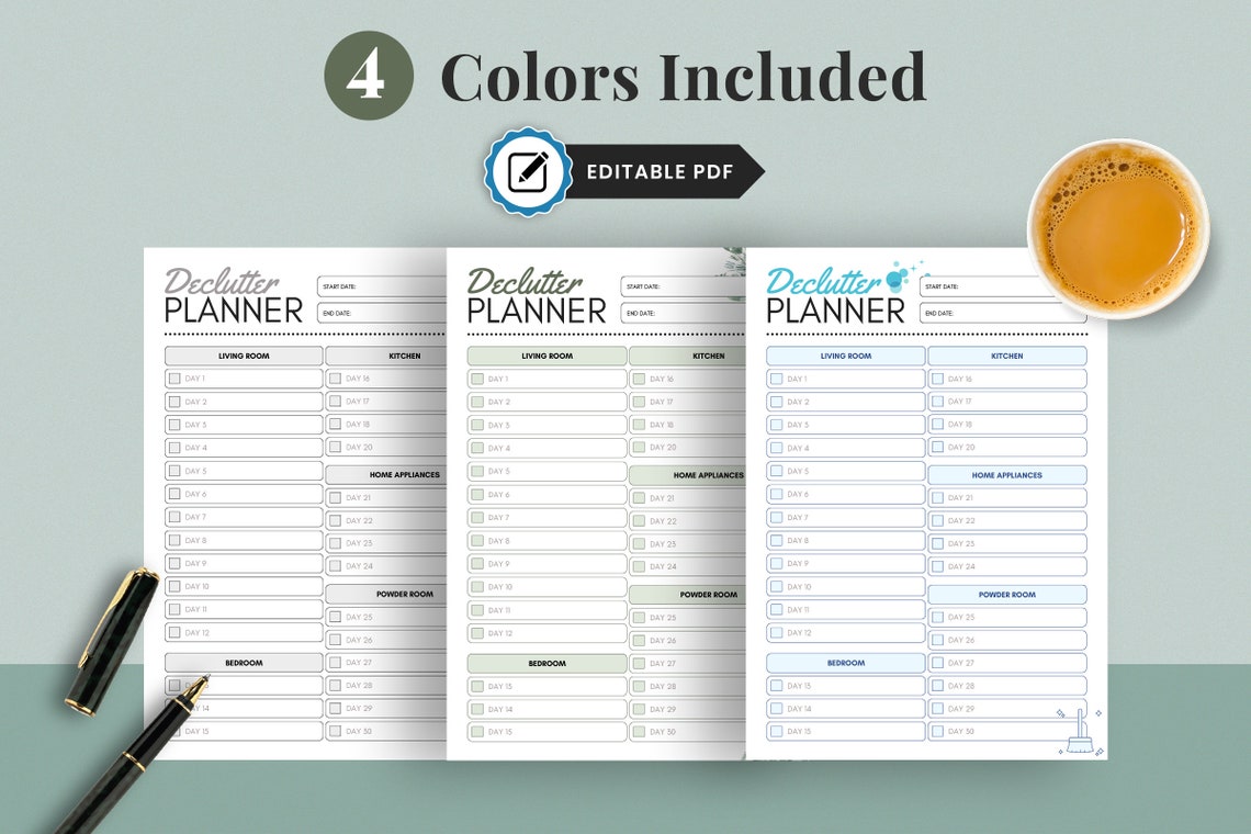 Declutter Checklist Printable Editable Declutter Challenge - Etsy