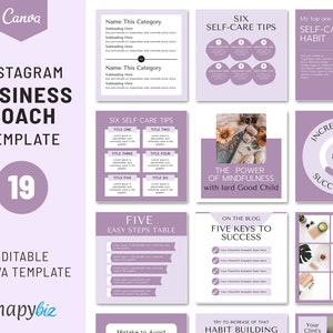 Instagram Business Coach Templates, Editable Coaching Instagram Canva Post Templates, Social Media Life Coach, Instagram Business Template