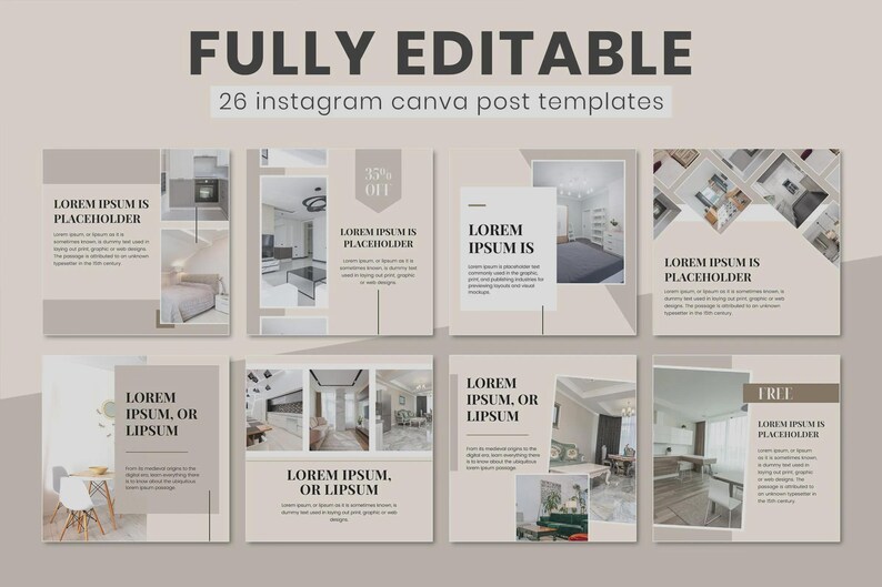 Home Decor Instagram Post Template, Canva Editable Interior Designer ...