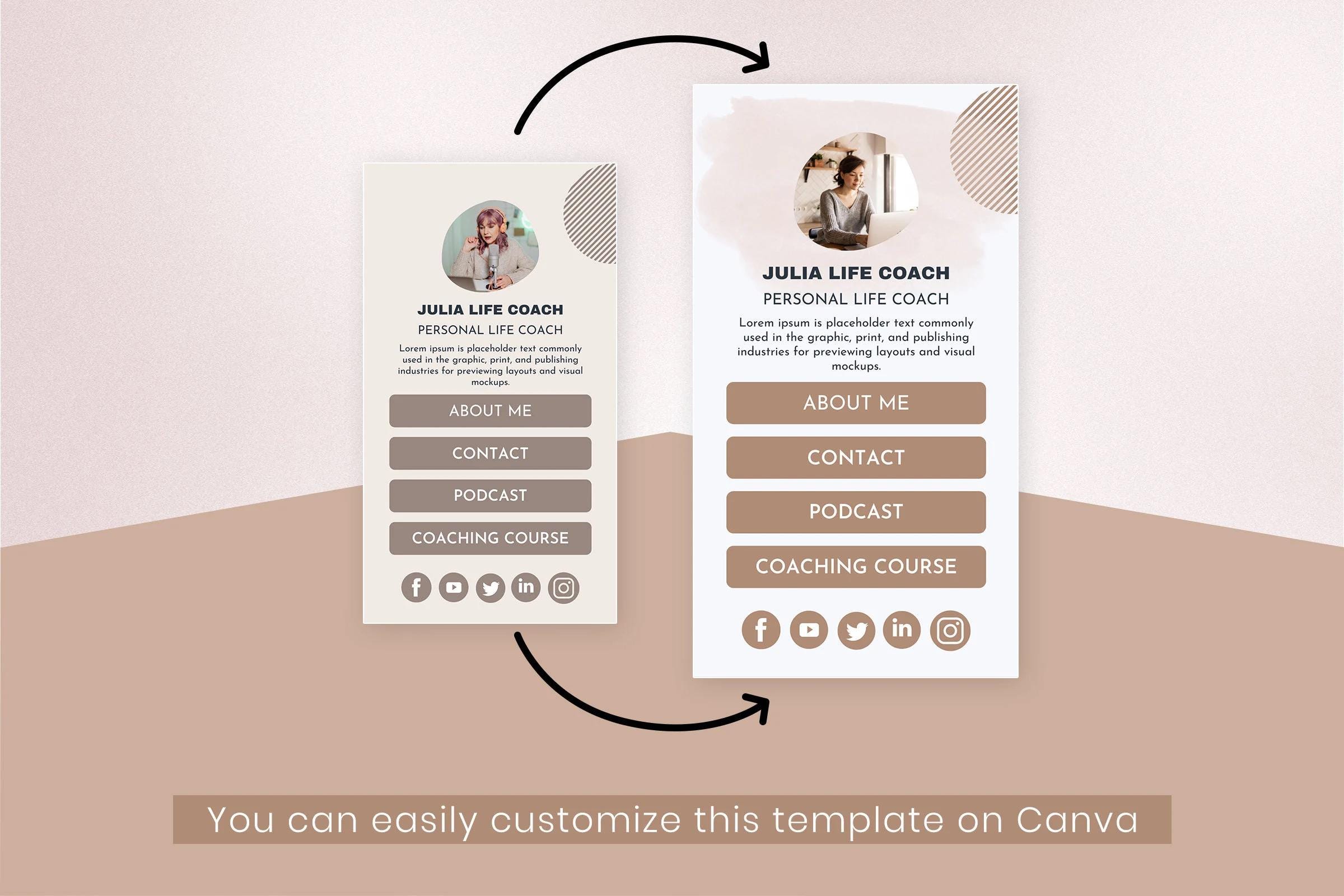 Instagram Link in Bio Template, Canva Editable, Landing Page Design ...