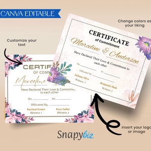 Commitment Certificate Template Canva Certificate Of Commitment Printable Small Business Commitment Award Template Professional CT-160